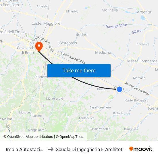 Imola Autostazione to Scuola Di Ingegneria E Architettura map