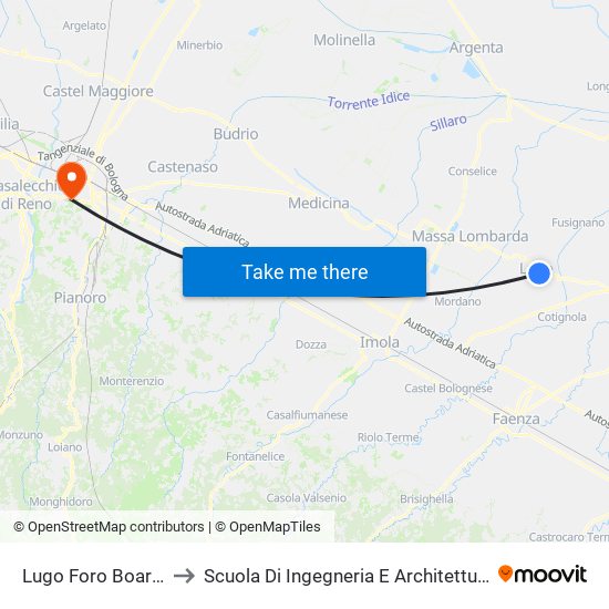Lugo Foro Boario to Scuola Di Ingegneria E Architettura map