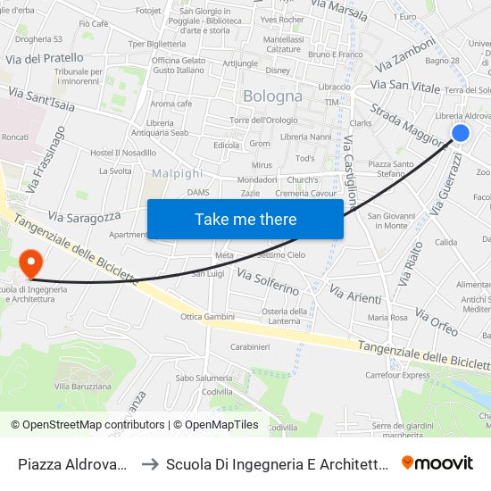 Piazza Aldrovandi to Scuola Di Ingegneria E Architettura map