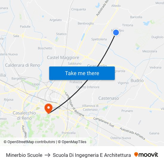 Minerbio Scuole to Scuola Di Ingegneria E Architettura map