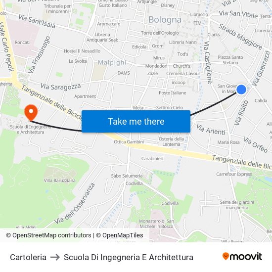Cartoleria to Scuola Di Ingegneria E Architettura map