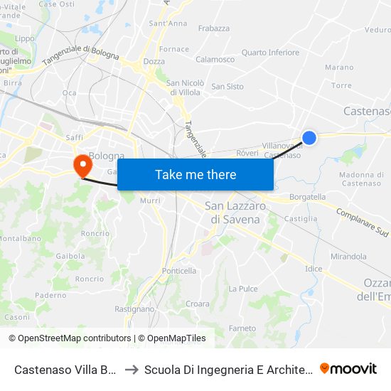 Castenaso Villa Brizzi to Scuola Di Ingegneria E Architettura map