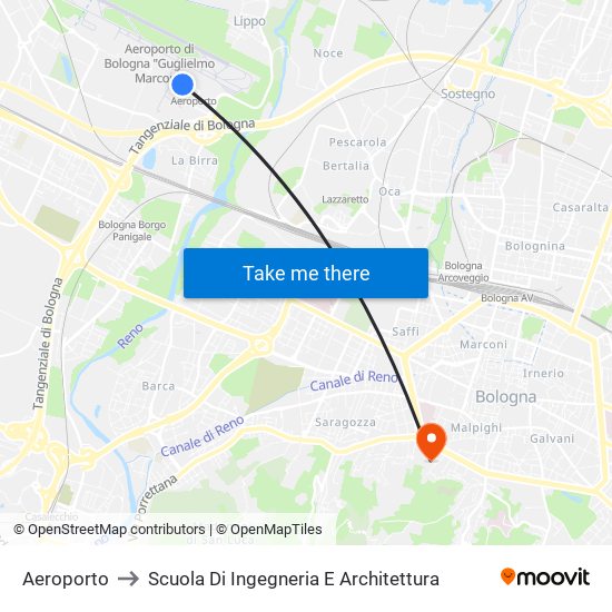 Aeroporto to Scuola Di Ingegneria E Architettura map