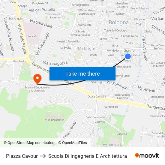 Piazza Cavour to Scuola Di Ingegneria E Architettura map