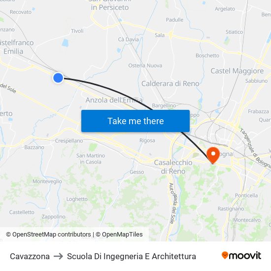 Cavazzona to Scuola Di Ingegneria E Architettura map