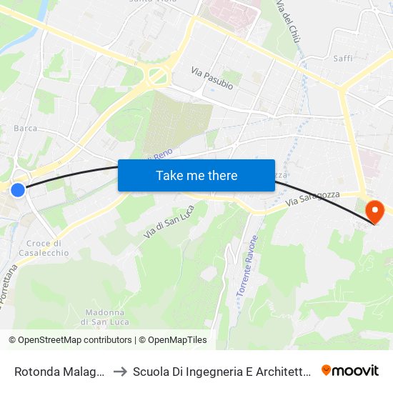 Rotonda Malaguti to Scuola Di Ingegneria E Architettura map