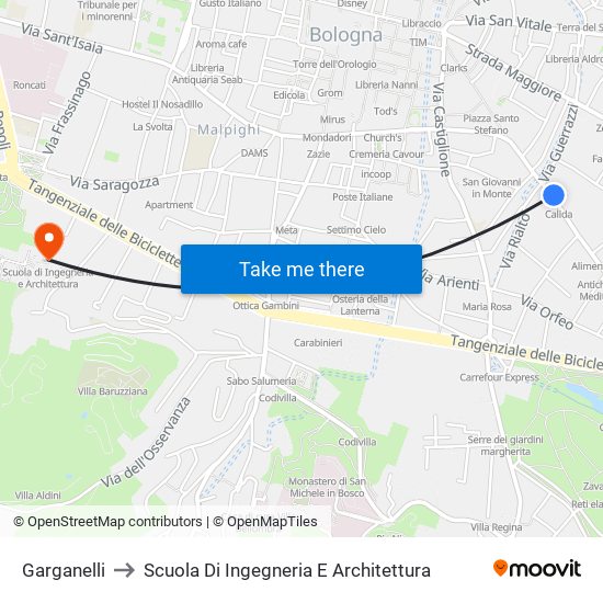 Garganelli to Scuola Di Ingegneria E Architettura map