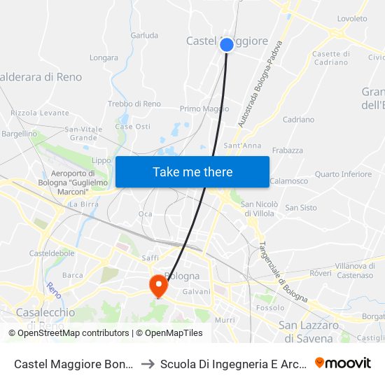 Castel Maggiore Bondanello to Scuola Di Ingegneria E Architettura map