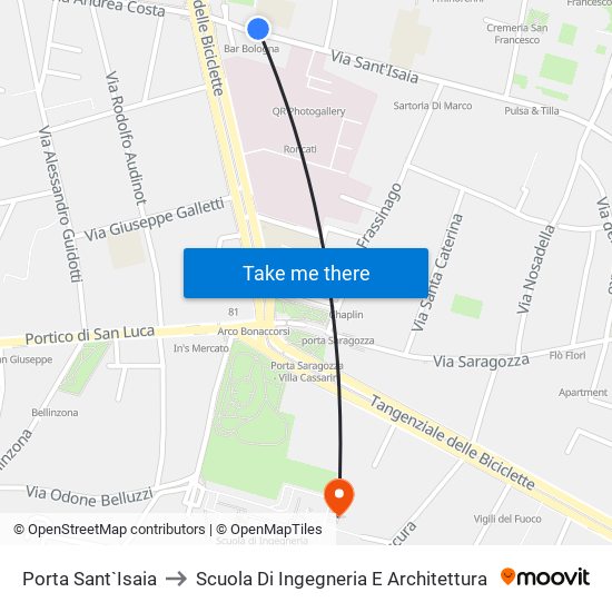 Porta Sant`Isaia to Scuola Di Ingegneria E Architettura map