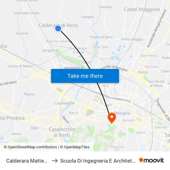 Calderara Matteotti to Scuola Di Ingegneria E Architettura map