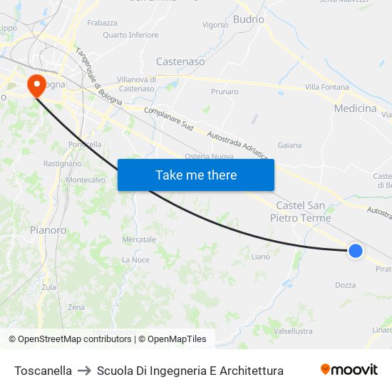 Toscanella to Scuola Di Ingegneria E Architettura map
