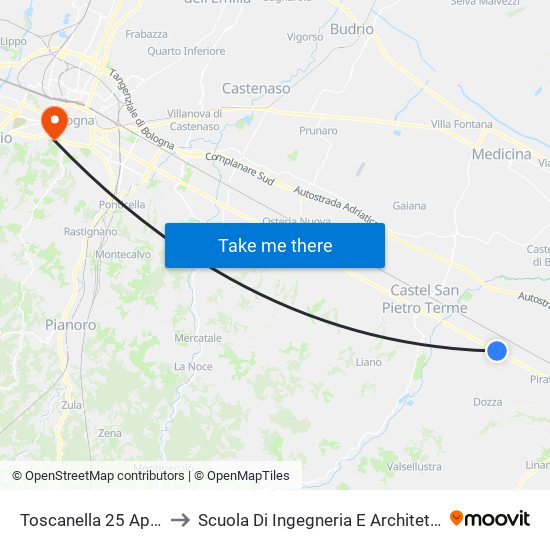 Toscanella 25 Aprile to Scuola Di Ingegneria E Architettura map