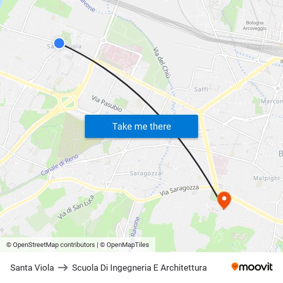 Santa Viola to Scuola Di Ingegneria E Architettura map