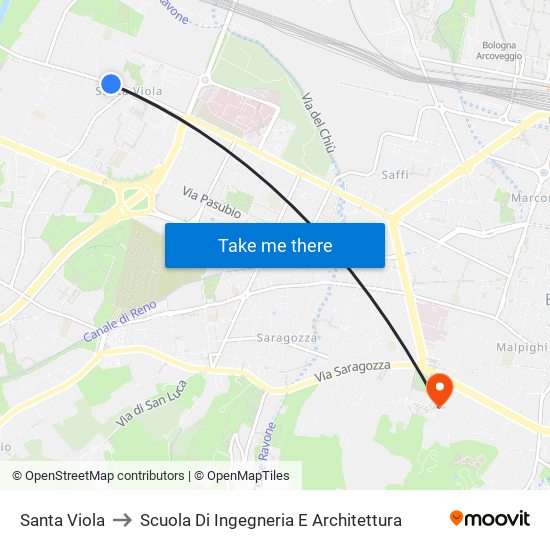 Santa Viola to Scuola Di Ingegneria E Architettura map