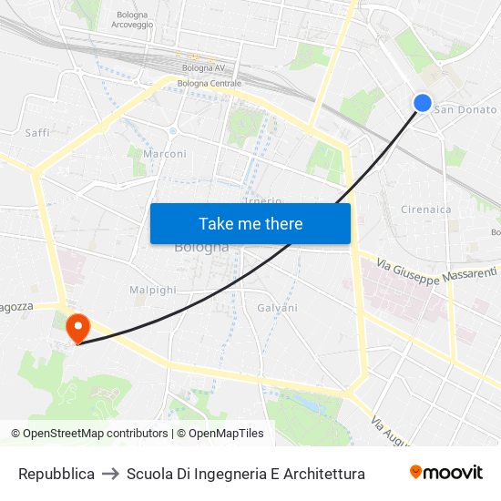 Repubblica to Scuola Di Ingegneria E Architettura map