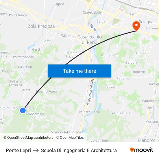 Ponte Lepri to Scuola Di Ingegneria E Architettura map