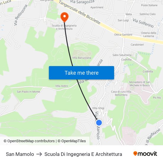 San Mamolo to Scuola Di Ingegneria E Architettura map