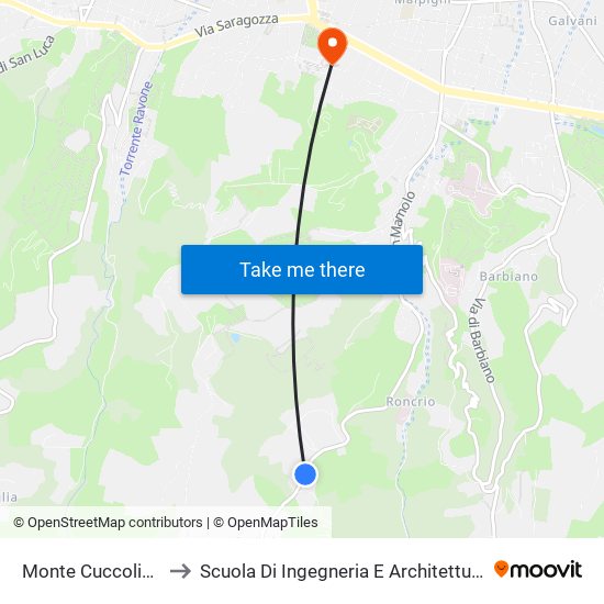 Monte Cuccolino to Scuola Di Ingegneria E Architettura map