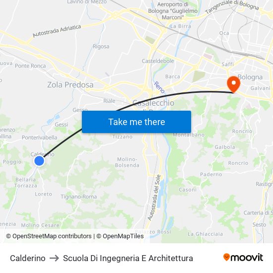 Calderino to Scuola Di Ingegneria E Architettura map