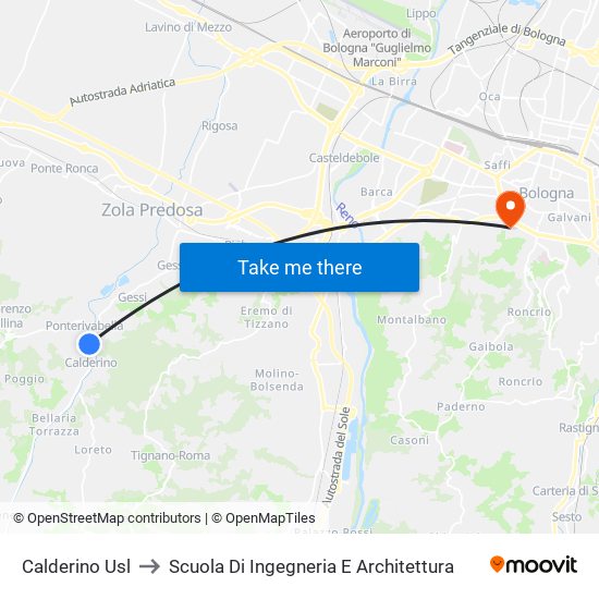 Calderino Usl to Scuola Di Ingegneria E Architettura map