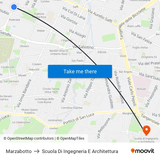 Marzabotto to Scuola Di Ingegneria E Architettura map
