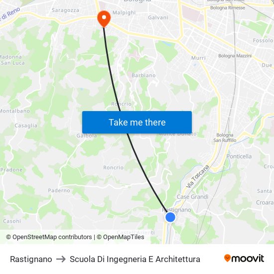 Rastignano to Scuola Di Ingegneria E Architettura map
