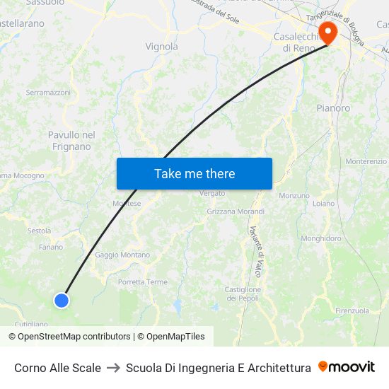 Corno Alle Scale to Scuola Di Ingegneria E Architettura map