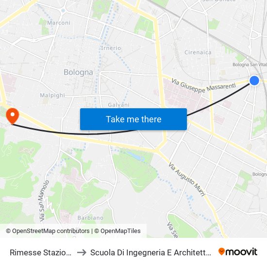 Rimesse Stazione to Scuola Di Ingegneria E Architettura map