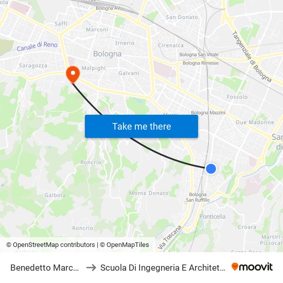 Benedetto Marcello to Scuola Di Ingegneria E Architettura map
