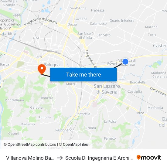 Villanova Molino Baviera to Scuola Di Ingegneria E Architettura map