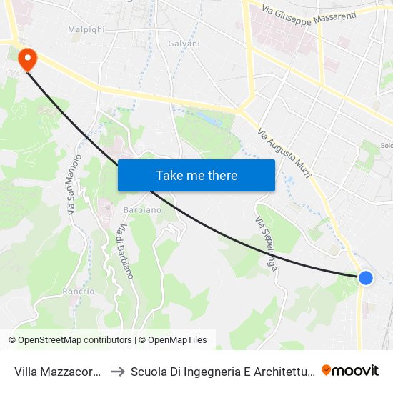 Villa Mazzacorati to Scuola Di Ingegneria E Architettura map