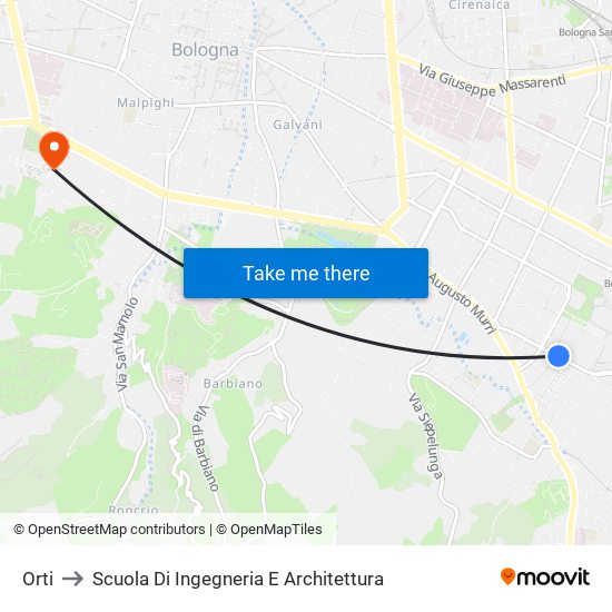 Orti to Scuola Di Ingegneria E Architettura map
