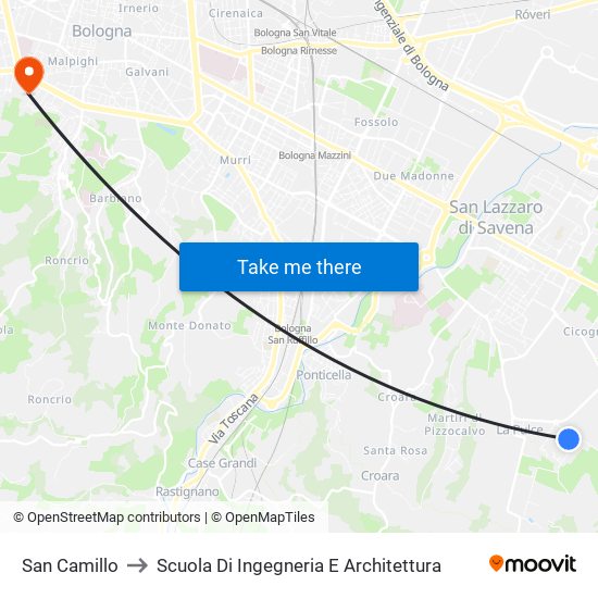 San Camillo to Scuola Di Ingegneria E Architettura map