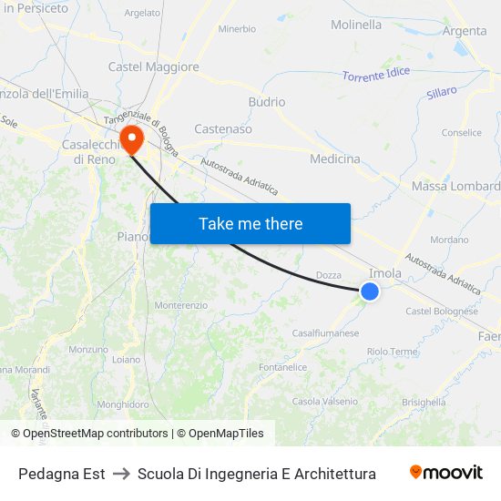 Pedagna Est to Scuola Di Ingegneria E Architettura map