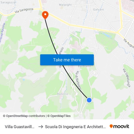 Villa Guastavillani to Scuola Di Ingegneria E Architettura map