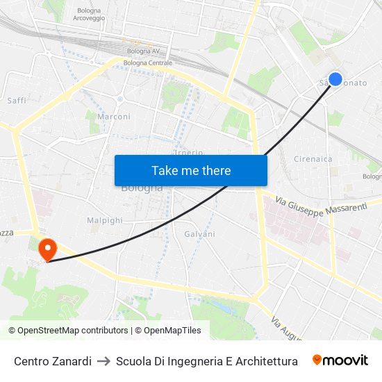 Centro Zanardi to Scuola Di Ingegneria E Architettura map