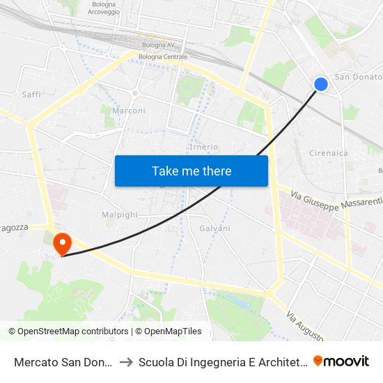 Mercato San Donato to Scuola Di Ingegneria E Architettura map