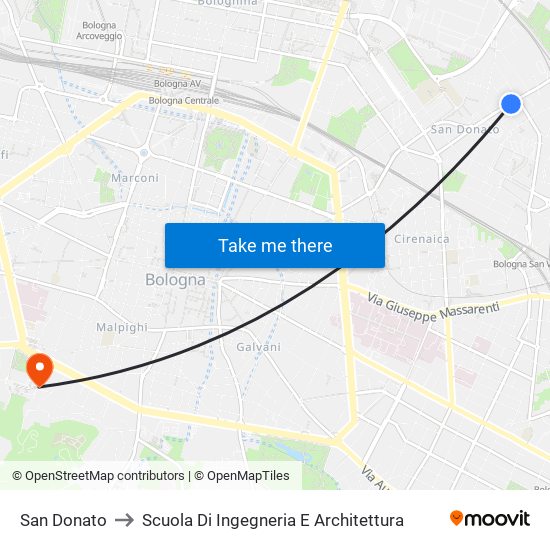 San Donato to Scuola Di Ingegneria E Architettura map