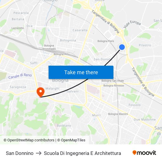 San Donnino to Scuola Di Ingegneria E Architettura map