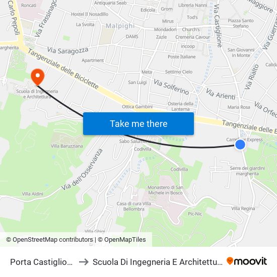 Porta Castiglione to Scuola Di Ingegneria E Architettura map