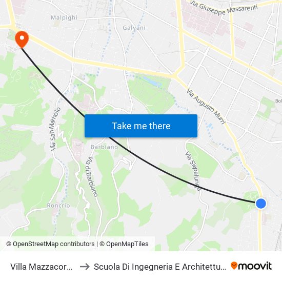 Villa Mazzacorati to Scuola Di Ingegneria E Architettura map