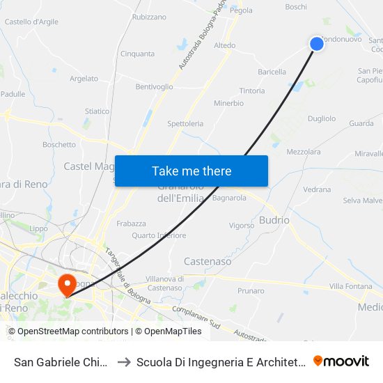 San Gabriele Chiesa to Scuola Di Ingegneria E Architettura map