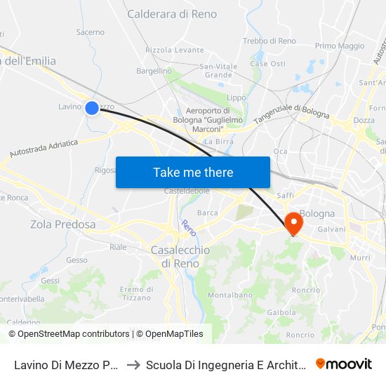 Lavino Di Mezzo Ponte to Scuola Di Ingegneria E Architettura map