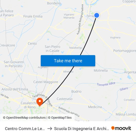 Centro Comm.Le Le Mura to Scuola Di Ingegneria E Architettura map