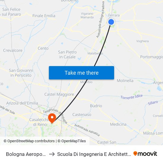 Bologna Aeroporto to Scuola Di Ingegneria E Architettura map