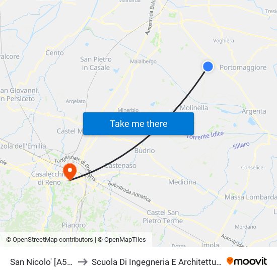 San Nicolo' [A59] to Scuola Di Ingegneria E Architettura map