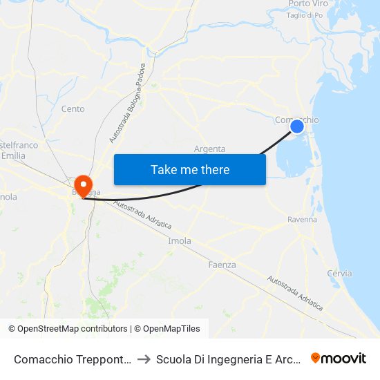 Comacchio Trepponti [001] to Scuola Di Ingegneria E Architettura map