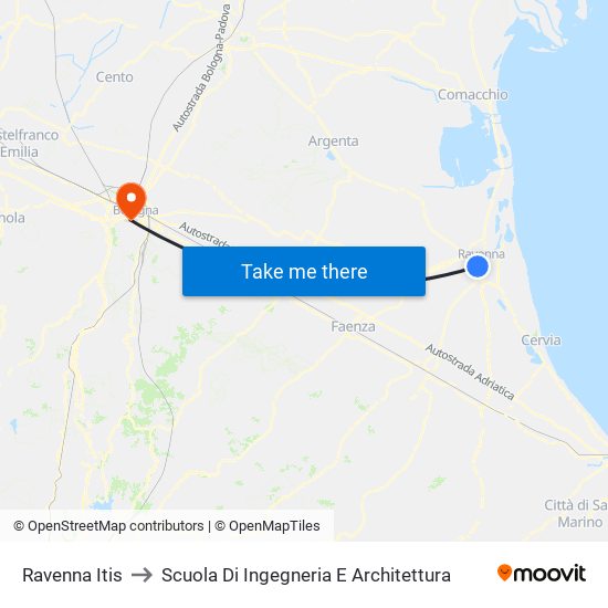 Ravenna Itis to Scuola Di Ingegneria E Architettura map