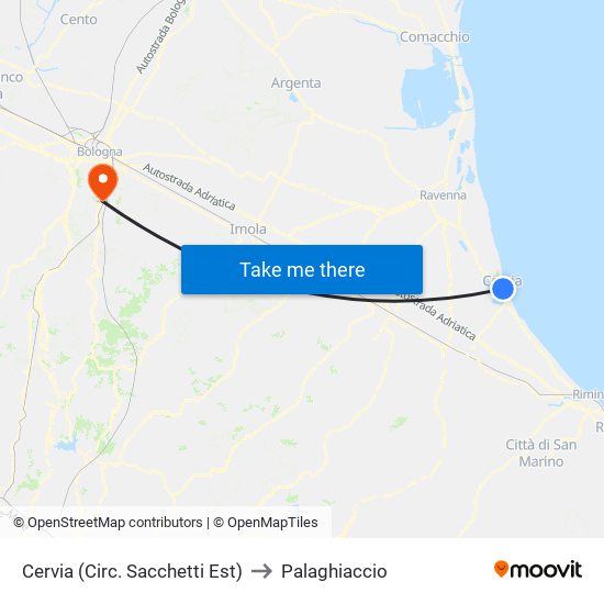 Cervia (Circ. Sacchetti Est) to Palaghiaccio map