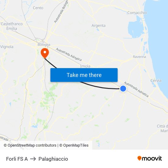 Forli FS A to Palaghiaccio map